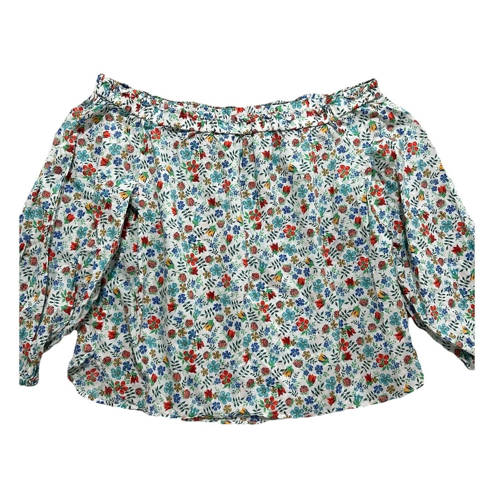J.Crew Size 14 Liberty London Edenham Floral Off The Shoulder Puff Sleeve Blouse - Picture 2 of 7